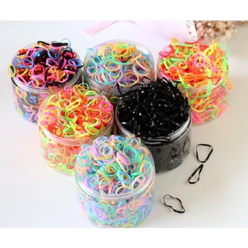 1000 Pcs/Box Mini Rubber Hair Bands Rubber Hair Elastics Hair Tie Kids Girls Strong Hair Accessories Ponytail Holders