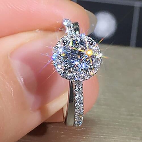 14K Au585 White Gold Women Ring Moissanite Diamonds 1 2 3 4 5 Carat Round Wedding Party Engagement Anniversary Ring Classic