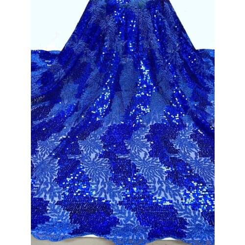 2021 High Quality Sequence French Nigerian Sequins Net African Tulle Mesh Lace Fabric For Dress 5 Yards/Lot YL0903