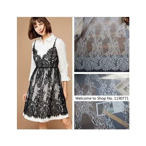 3M/ lot Eyelash Lace Fabric 150cm DIY Decorative High Quality Soft White Nylon Eyelash Lace Trim Wedding Dress Fabric