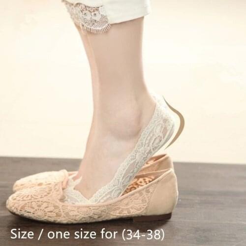 5/Pair of female cotton invisible socks non-slip summer fashion socks bare feet socks three-dimensional lace boat socks