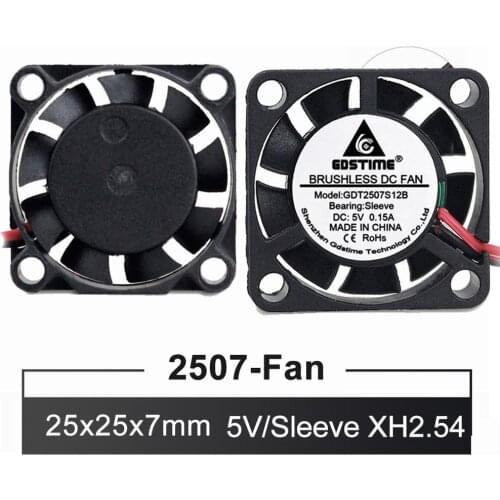 Gdstime 25mm 5V Cooling Fan 25mmx25mmx7mm DC Brushless Mini Cooler Fan 2507 25x7mm Radiator Heatsinks