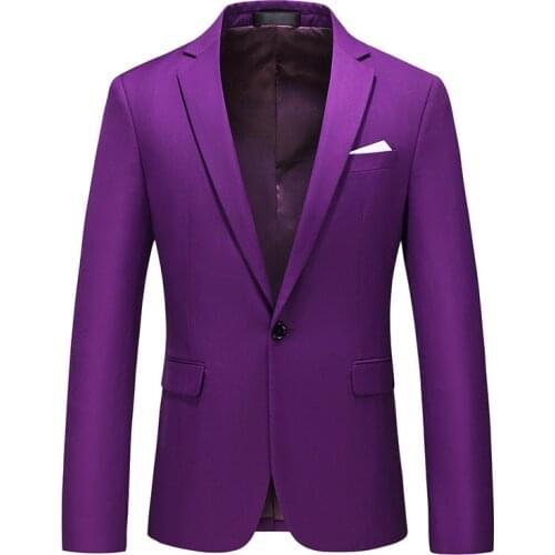 Blazer Men 2020 Spring and Autumn New High Quality Large Size Solid Color Single Button Slim Business Casual Mens Boutique Suit