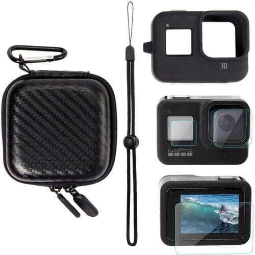 Sports camera Carry Case Silicone case +Screen Protective Film For GoPro Hero 8 for HERO8 Black Go Pro Action Camera Accessories
