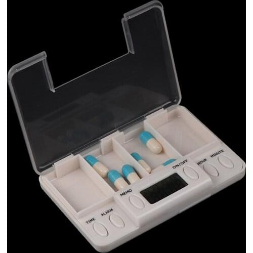 2/4 Grids Intelligent Electronic Timing Pill Case Alarm Timer Pills Reminder Storage Box Medicine Organizer Container