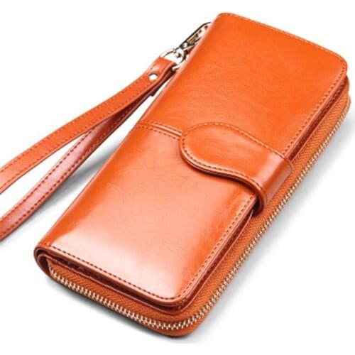 SENDEFN long wallet ladies leather wallet zipper phone bag leather buckle coin purse brand female card bag ladies clutch bag