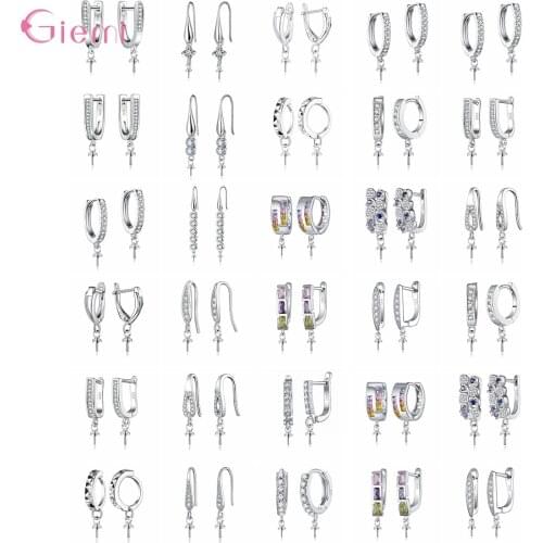 Hot Sale 100% 925 Sterling Silver Jewelry Findings Zircon Earrings Accessories DIY Handmade Ear Hooks Clasps Making Components