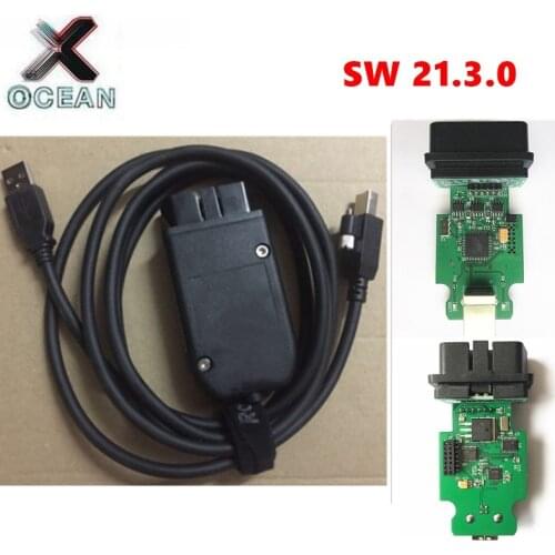 V2 OBD2 Interface cable 21.3.0 green PCB 21.3 ATMEGA162 FTDI FT232RQ 9241A K1&K2 MCP2515 F16V8BQL chip V2 16Pin Diagnostic Cable