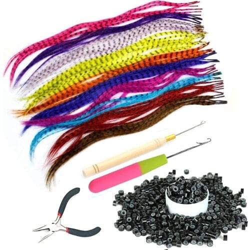Fake Hair Colored Strands of Hair Extension False Rainbow Overhead Fake Coloring feather for Hair Synthetic