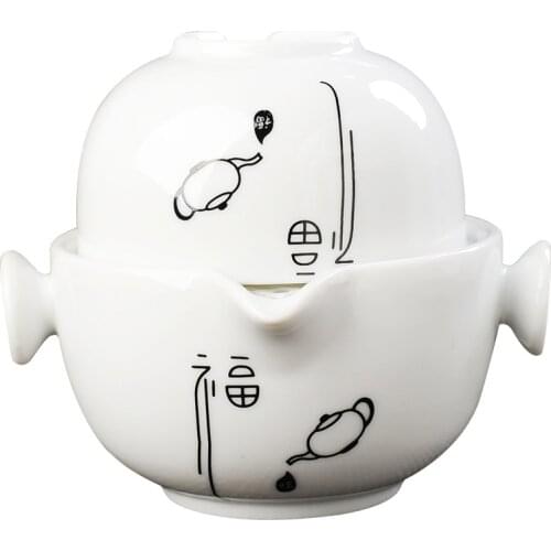 Ceramics Tea set Include 1 Pot 1 Cup, High quality elegant and easy gaiwan,Beautiful and easy teapot kettle,Free shipping