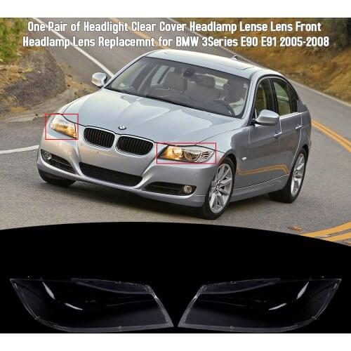 KKMOON 2PCS Lens Front Headlamp Headlight Clear Cover Right Side Headlamp Lense car styling for BMW 3Series E90 E91 2005-2008