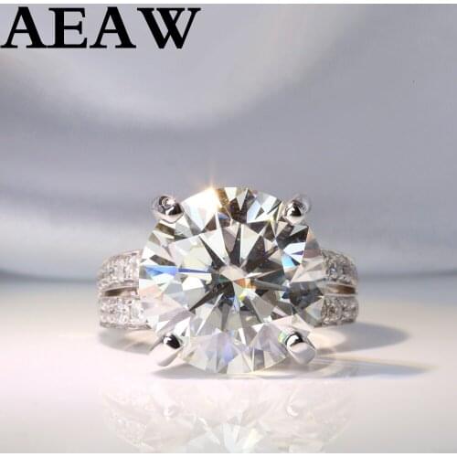 Solid 14k White Gold 8ct carat 13mm Diameter GH Color Moissanite Wedding Engagement Ring For Women Solitare Ring Gold