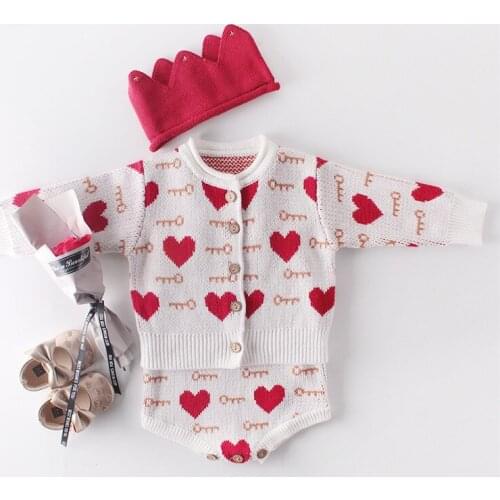 Newborn Baby Girl Romper Christmas Knitted Baby Clothes Girl Jumpsuit 100% Cotton Baby Girl Clothes Baby Sweater Cardigan Set