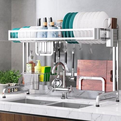 Kitchen racks, stainless steel sinks, dish racks, sink drain dishes storage racks, household cupboards