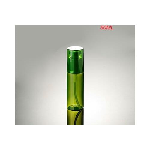 Hot 50ml green PET bottle with press pump for serum lotion foundation emulsion container plastic bottle cosmetic packing