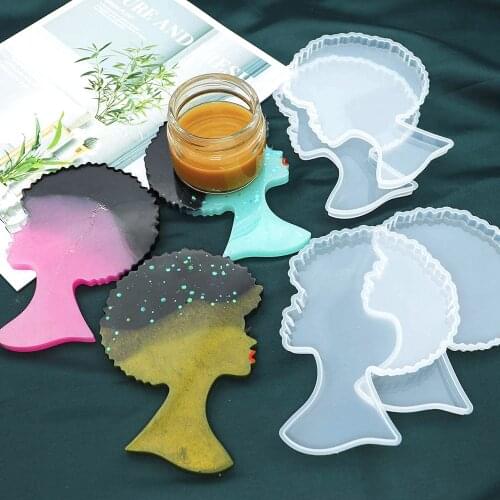 Hot selling Black women epoxy resin mold beauty explosion head rolling tray silicone mold DIY crafts epoxy resin