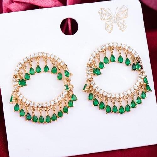 Missvikki BOHO Gorgeous Shiny Round Drop Earrings for Women Girl Bridal Wedding Fashion Birthday christmas Gift High Quality