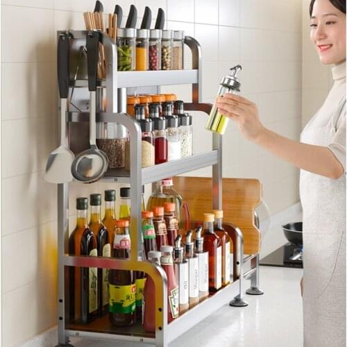 Multi-functional home seasoning shelf large capacity stainless steel chopsticks knife holder solid durable kitchen storage rack