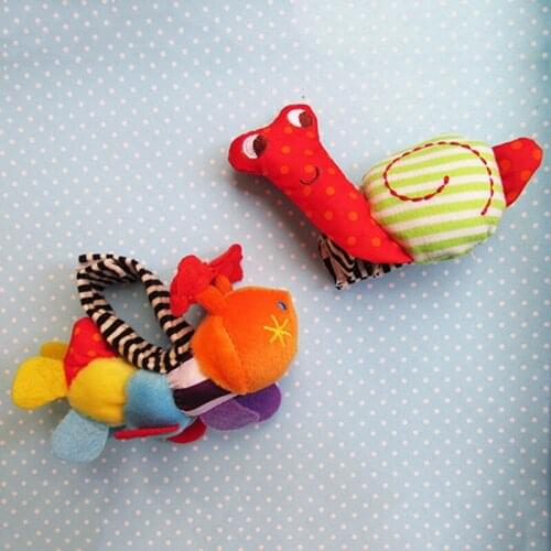 Cartoon Snail Cotton Caterpillar Wrist Strap Cute Newborn Baby Rattle Toy Kids Intelligence Development Toys Soft Infant Plush