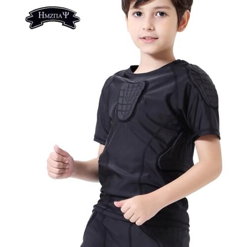 Children Impact Compression Padded Shirts Soccer Basketball Skateboarding Chest Protective Gear Padded Shirt Youth Boys Padded