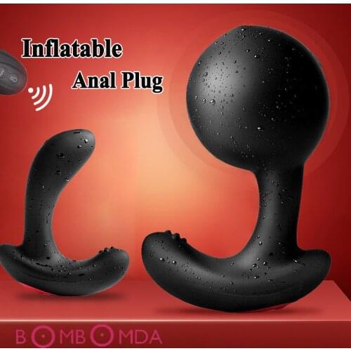 Inflatable Anal Vibrator Wireless Remote Control Male Prostate Massage Big Dildo Butt Plug Anal Expansion Adult Sex Toys For Men