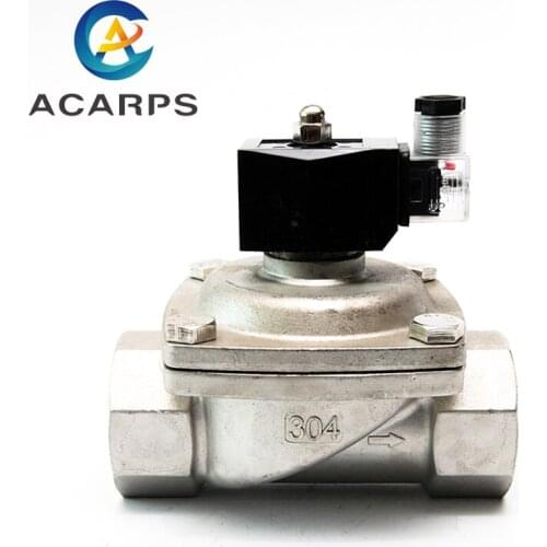 2" Normally Closed Waterproof Stainless Steel Solenoid Valve 220VAC 12VDC 24VDC Solenoid Valve LED Indicator