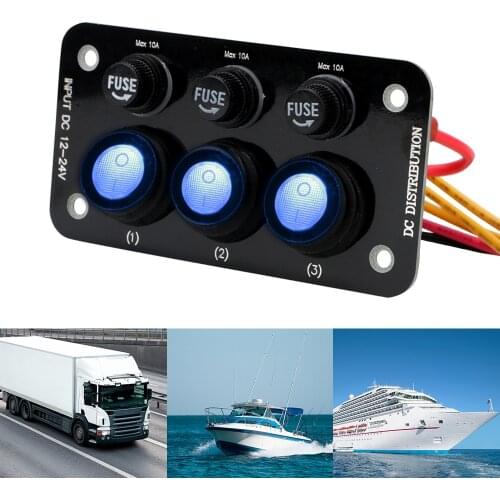 12/24V LED Caravan Light Toggle Switch Panel Fuse Buttons Automobile Parts Car Accessories for Marine Boat Truck Trailer RV 4x4