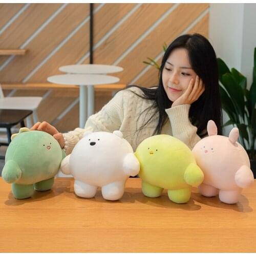 Hot Fat Cartoon Animals Plush Toy Cute Stuffed Dinosaur Penguin Polar Bear Bunny Baby Doll Soft Nap Pillow Sofa Cushion Gift