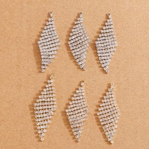5pcs 18*51mm 2 Color Shine Crystal Long Rhombus Charms for Pendants Necklaces Earrings DIY Handmade Jewelry Making Crafts