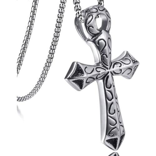 Big Cross Pendants Necklaces For Men Chain Gift Christian Stainless Steel Trendy Jewelry