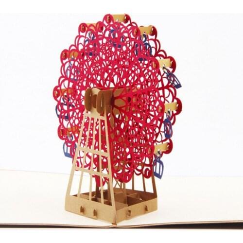 Handmade Ferris Wheel Greeting Cards 3D Pop Up Laser Cut Post Cards Birthday Valentine Gift Blessing Cards 10pcs/lot