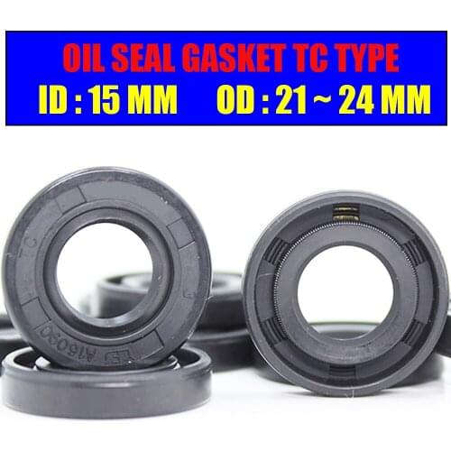 ID15mm Oil Seal Gasket TC Type Inner 15*21/22/23/24/25/26/27 mm 10PC NBR Skeleton Seals Nitrile Covered Double Lip With Garter