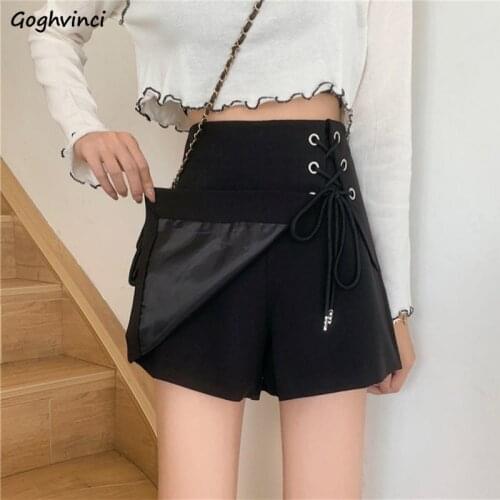 Plus Size S-5XL Women Shorts Design Bandage Asymmetrical Sexy Solid High Waist Ulzzang Oversize Students Chic Bottom Fashion Ins