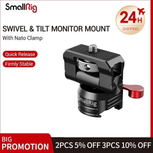 SmallRig Adjustable Mount Quick Release Nato Clamp Monitor Holder Swivel 360 degree & Tilt 150 degree Monitor Mount 2347