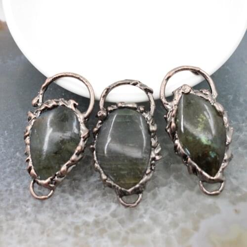 Natural Labradorite Connector Irregular Shape Polished Healing Energy Quartz Necklace For DIY Jewelry Bracelet Make Accessories