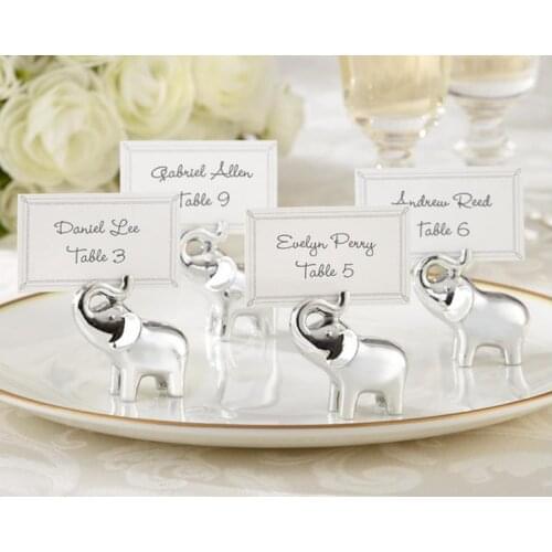 Wedding favor and souvenir--"Lucky in Love" Silver - Finish Lucky Elephant Place Card Holders 500 pcs/lot