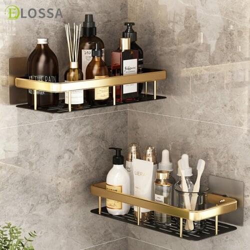 ELOSSA Punch-free Bathroom Shelf Corner Shelf Shower Kitchen Holder Toilet Kitchen Organizer Storage Rack Bathroom Accessories