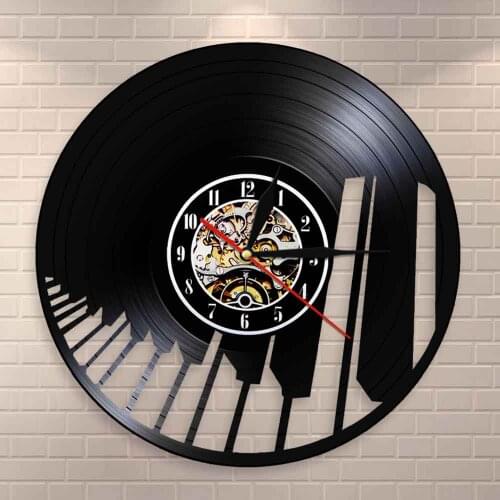 Pianist Vinyl Record Wall Clock Sound Wave Piano Keyboard Wall Art Wall Clock Musical Home Decor Classical Music Lovers Gift
