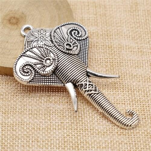 WYSIWYG 1pcs 84x51mm Big Elephant Head Pendant Charms For Jewelry Making