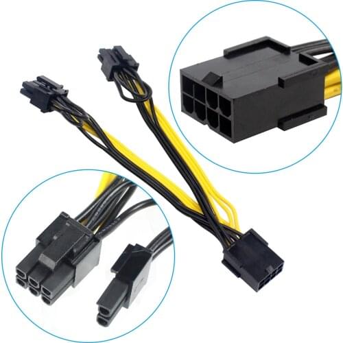XT-XINTE PCI-E 8p Female to 2 Port Dual 8pin 6+2p Male Mining PCIe GPU Graphics Video Card Power Cable Cord 18AWG Wire for Miner