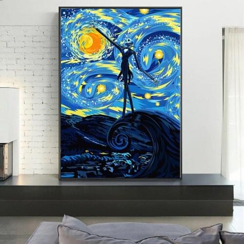 Funny Van Gogh Starry Night Canvas Painting Abstract Posters and Prints Wall Art Posters for Living Room Home Artwork Decoration