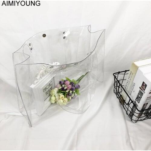 AIMIYOUNG Women Designer Tote Transparent Jelly Handbag Summer Beach Bag Bolsa Feminina sac a main femme