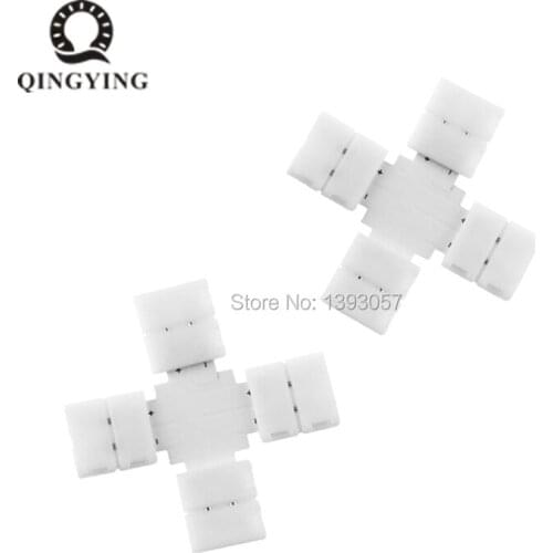 10pcs 10mm 2 Pin L Cross X Shape LED Strip Connector PCB Free Welding For SMD 5050 5630 5730 Single Color LED Strip Lights