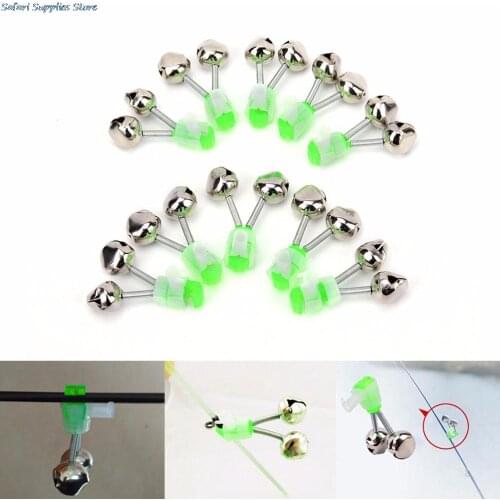 10 Pcs 84g 5.2cm Night Fishing Rod Clamp Tip Clip Ring Fish Bait Alarm Bells Green Tone