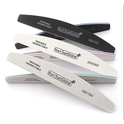 100 Pcs/lot High Quality Salon Nail File Waterproof Emery Board Nail Art Tool Manicure Tool Professional Halfmoon Nail File