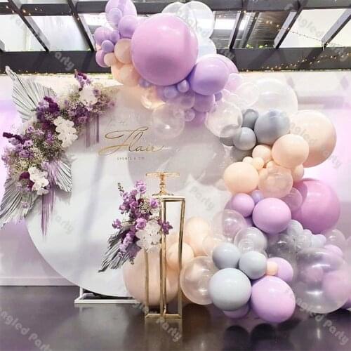 107pcs Macaron Pink Grey Balloon Garland Transparent Wedding Baby Shower Birthday Party Backdrop Wall Global Decor Supplies