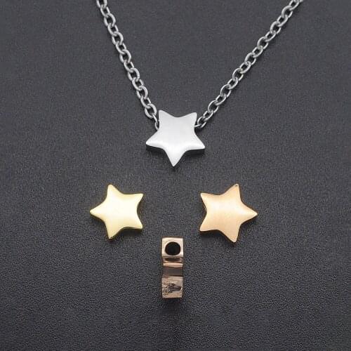 5pcs/lot 100% Stainless Steel DIY Star Beads Wholesale Top Quality 1.8mm Hole Small Bead Jewelry Necklace Making Bead