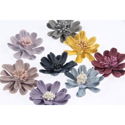 Yundfly 5pcs Vintage Solid Fabric Flowers Bud Baby Wreath Flower Girls Garland Headband Floral DIY Chidlren Hair Accessories