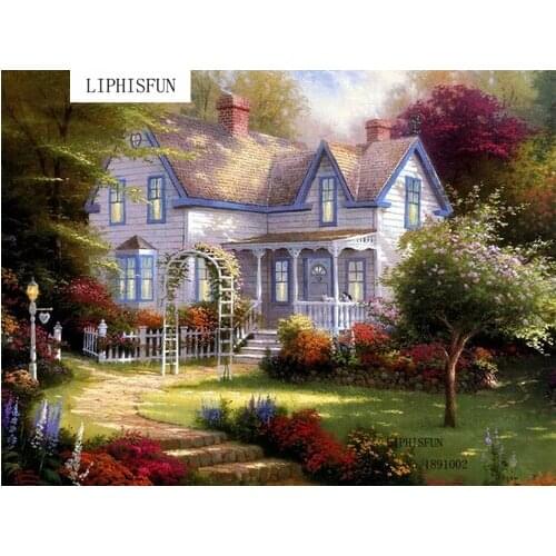 5D Full Drill DIY Diamond Painting European Style Garden Villa Square Rhinestone Diamond Embroidery Cross Stitch Diamond