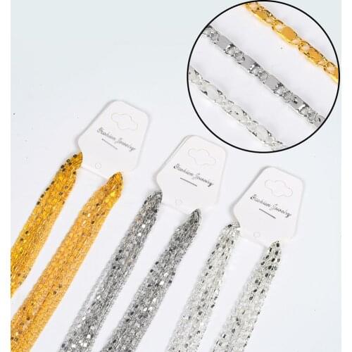 6Pcs/Lot Gold Rhodium Silver Color 40cm Bamboo Chains Necklace For Women Rectangle Copper Jewelry Making Chains